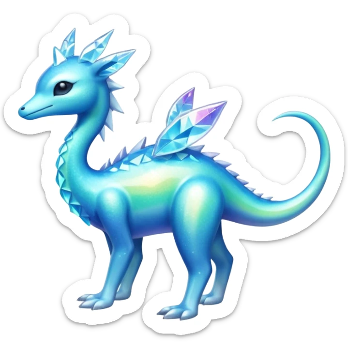 Shiny Exotic Colorful Amaura-Aurorus-Fakémon-hybrid-creature (full body)  sticker