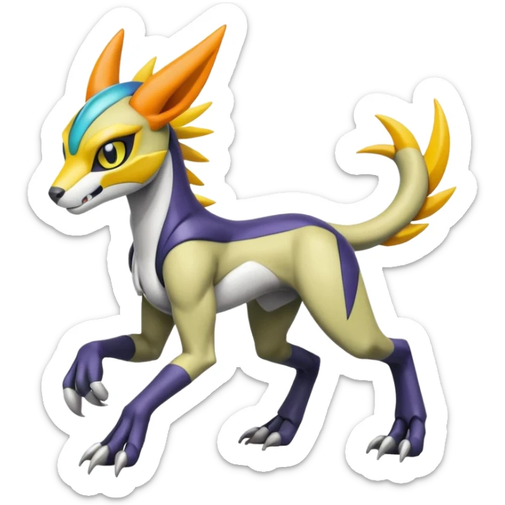 Colorful Meloetta-Wargreymon-Sergal-Pokémon-Digimon-Fakémon-fusion-hybrid-creature sticker