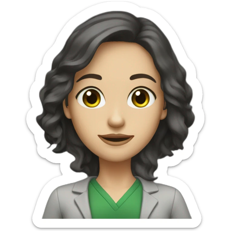 IT teacher woman university green eyes dark long hair sticker