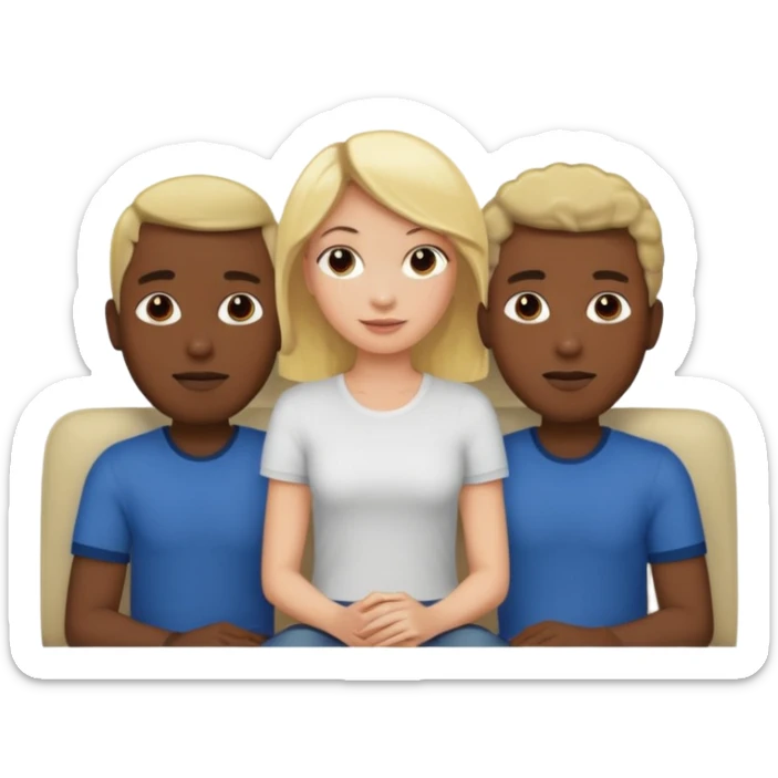 couch, naked people sitting: blonde female, 2 black males sticker