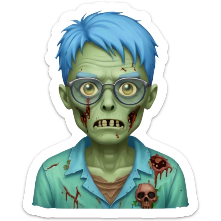 zombie with blue glasses sticker