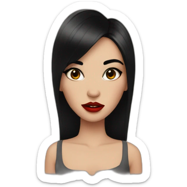 Girl with black hair and red lipstick and smoky eyes  sticker