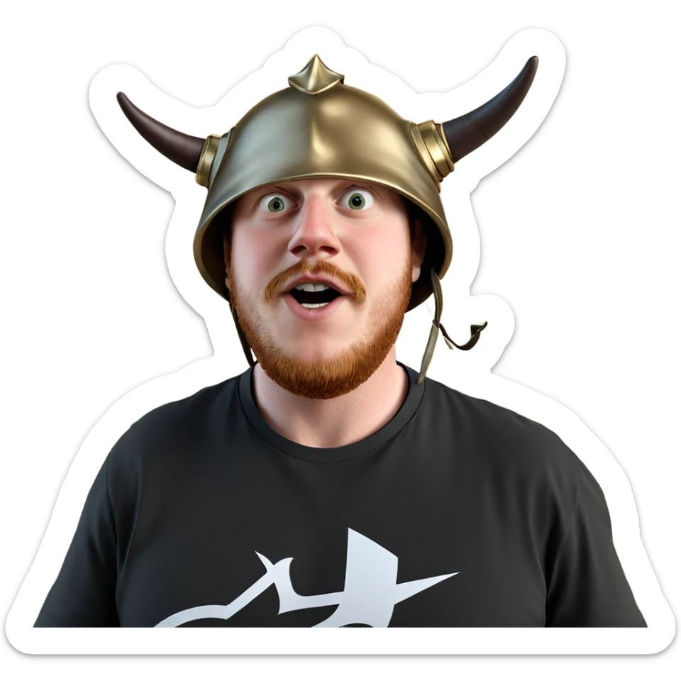 realistic horned helmet portrait sticker