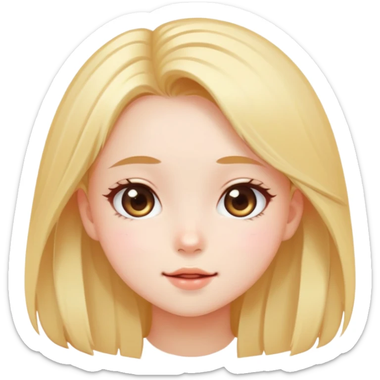 girl with clear skin, bright eyes, healthy hair, kawaii vibe, cute expression sticker