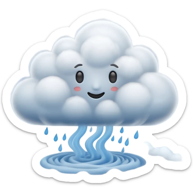 3D render of Fog, miniature weather phenomenon, volumetric particle effects,dense blue-grey cloud bank obscuring the ground, elemental energy, emoji style, isolated on white background --v 6.0. sticker