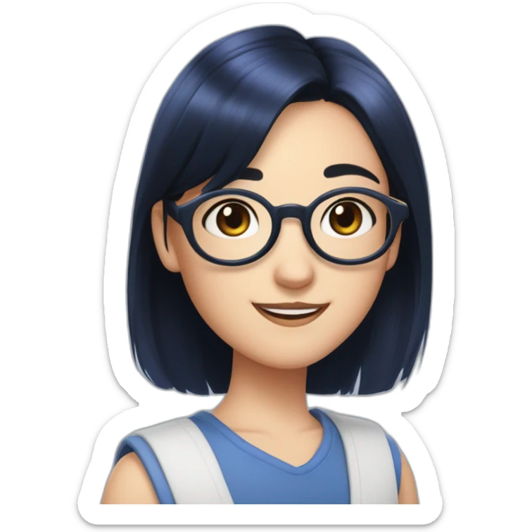 Marinette Dupain-Cheng typically has bluebell eyes and dons a pair of round, black-rimmed glasses. Her dark blue hair is worn in two shoulder-length pigtails. sticker