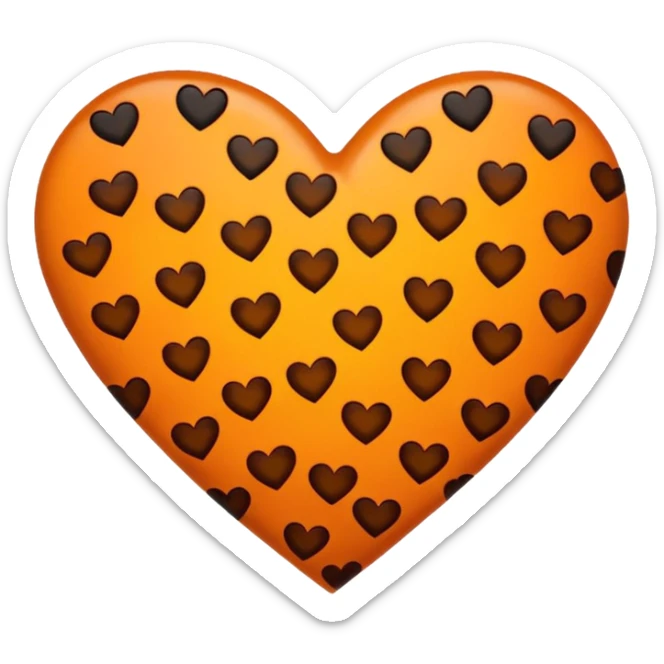 An emoji-style heart with the coloring of a tortoiseshell cat sticker