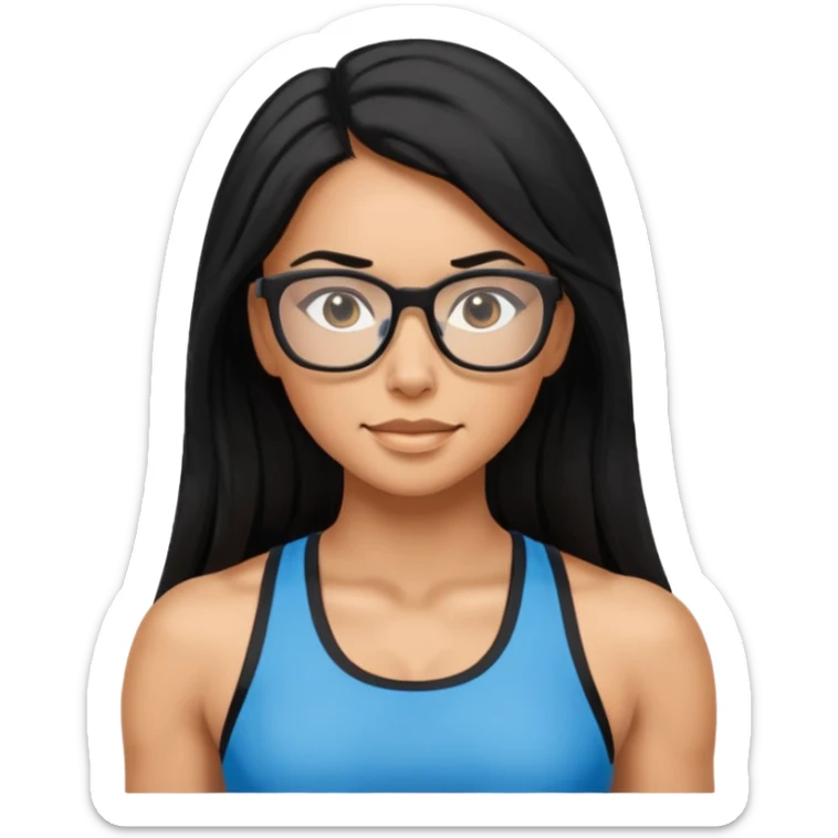 Mujer fitness con lentes y cabello largo negro sticker