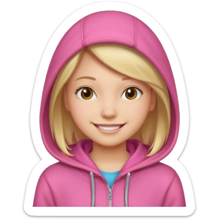 a portrait of girl wear pinkhoodie sticker