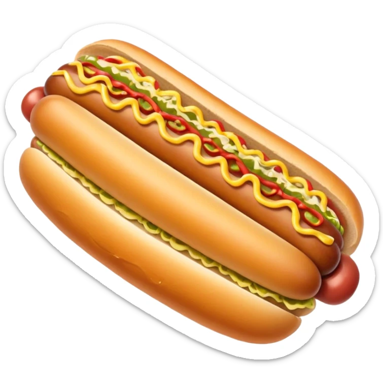 Hot dog with sauerkraut and spicy mustard in a hot dog bun sticker