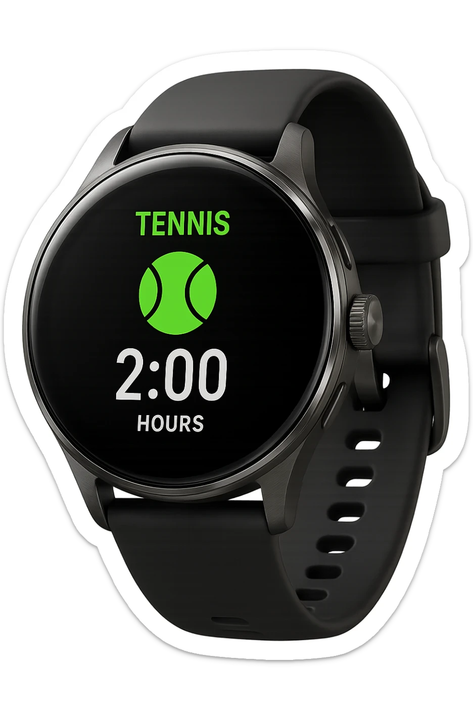 smartwatch con modalità attiva di tennis che segna 2 ore di tennis, REALISTICA 4K sticker