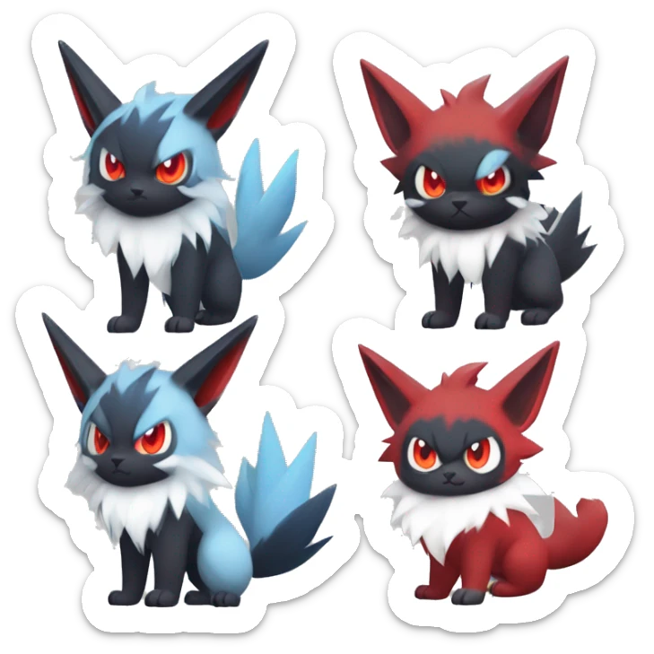Edgy Cool Kawaii Litten-Absol-Zorua-Zangoose-Pokémon Full Body sticker