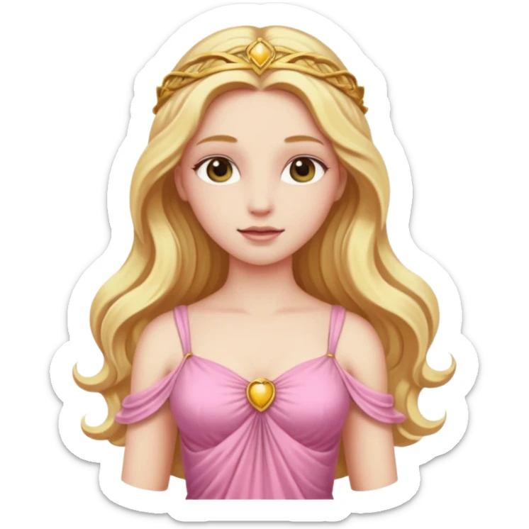 Venus, Love Goddess from Rome Mythology with long golden blonde hair, pink outfit sticker