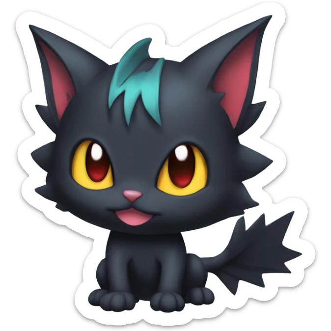 Cool Cute Edgy Black Dark Chibi Cat-Noibat-Noivern-Litten-Fakémon-hybrid sticker