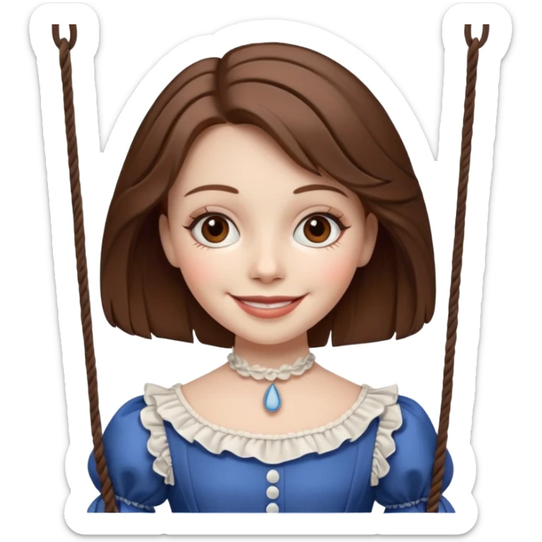 A marionette which is a girl with a brown hair and a beautiful smile sticker