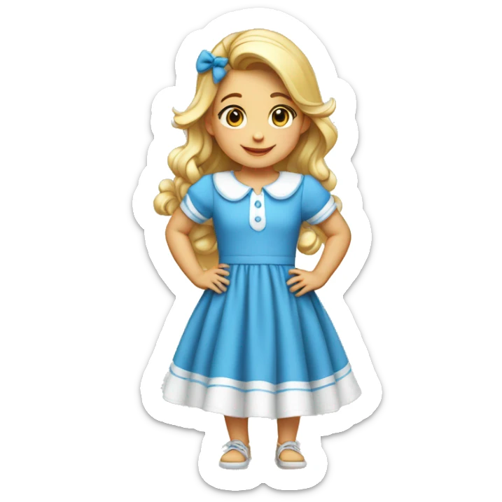 Bebe de 2 años rubio vestido de color azul y camiseta blanca sticker