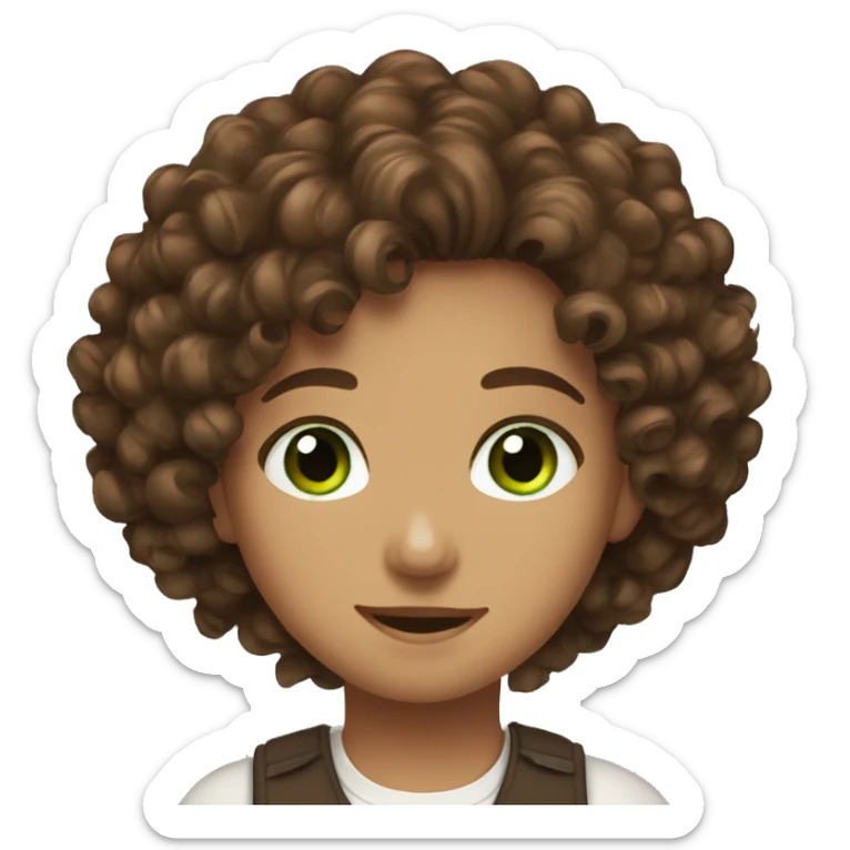 turkish 12 years old green eyes brown hair curly hair sticker