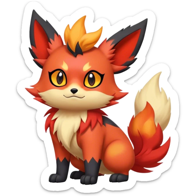 Cool cute edgy Quilava-Litten-Flareon-animal-creature-hybrid full body sticker