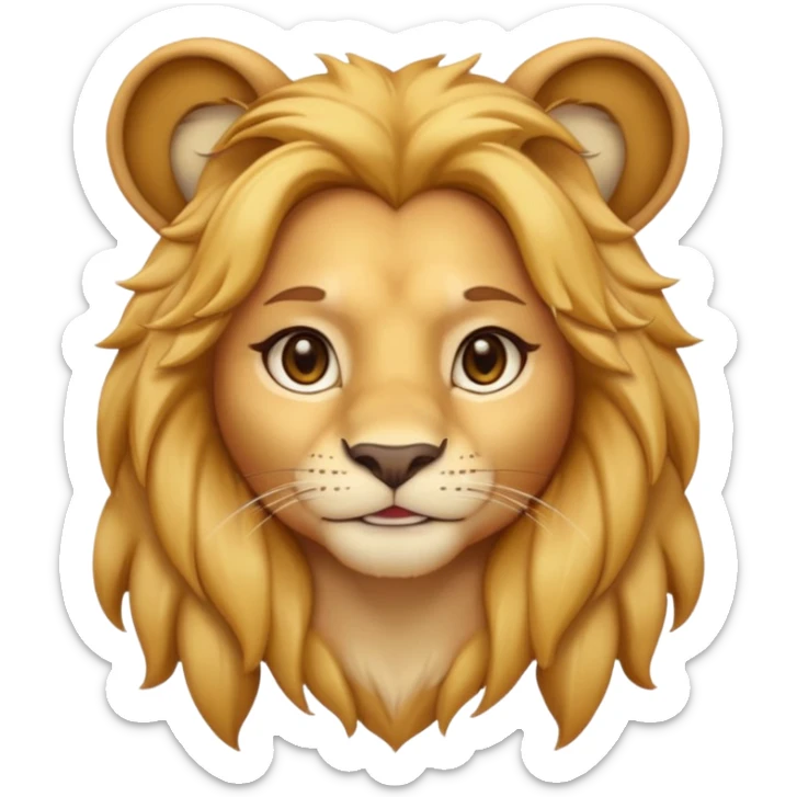 golden haired anthropomorphic lion girl, human face and body, lioness ears sticker