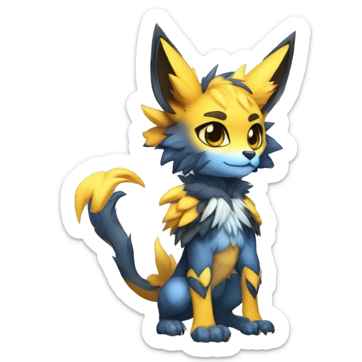 Anthro-Edgy-Contrast-Colors-Fantasy-Fur-Sona-Chibi-Shiny-Fakémon-Hybrid full body sticker