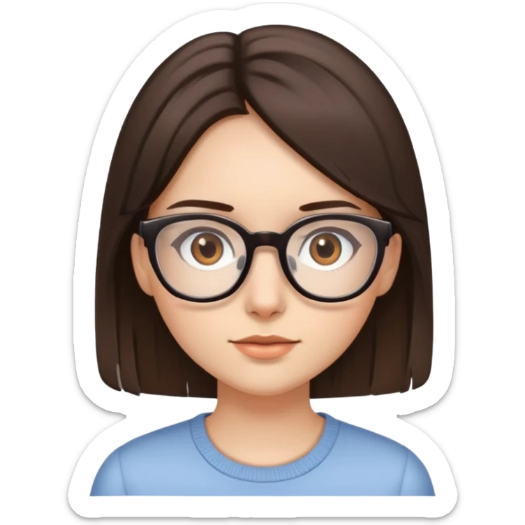 Brunette girl, brown-eyed, wearing glasses, straight hair sticker