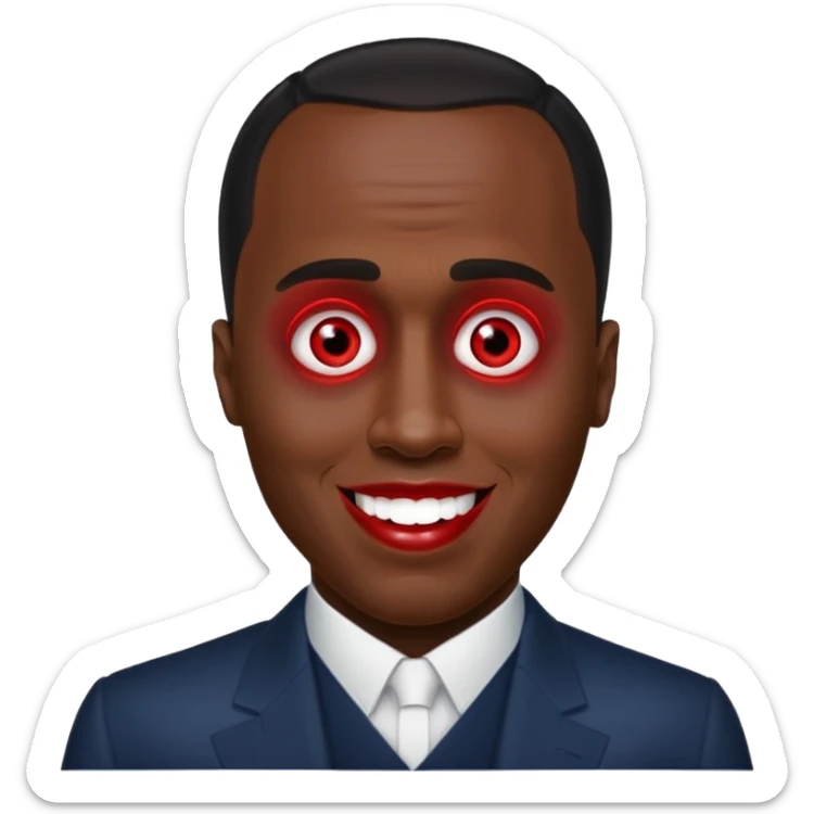Sean Diddy Combs with red laser eyes and a very creepy, wide smile with the text “GOOD. NIGHT.” sticker
