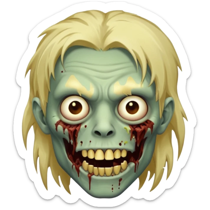 cabelo liso desordenado homen con aparencia de zombi y que haga un gesto mostrando los dientes de oro sticker