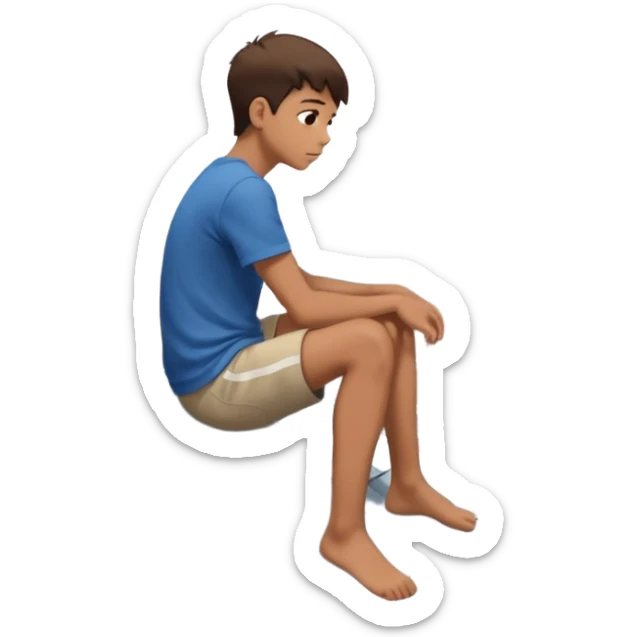 Ragazzo seduto su un tetto di un palazzo, con le gambe a penzoloni sul vuoto in 2d qundi di profilo sticker