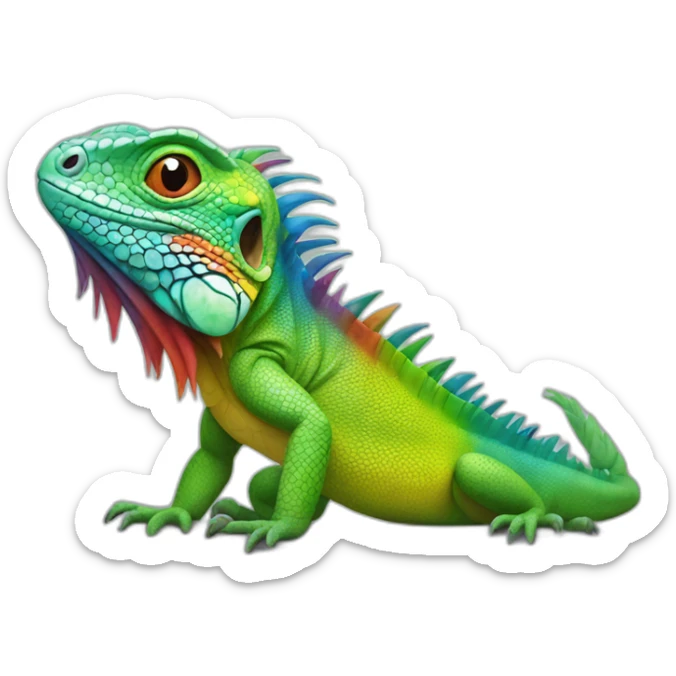 Rainbow iguana sticker