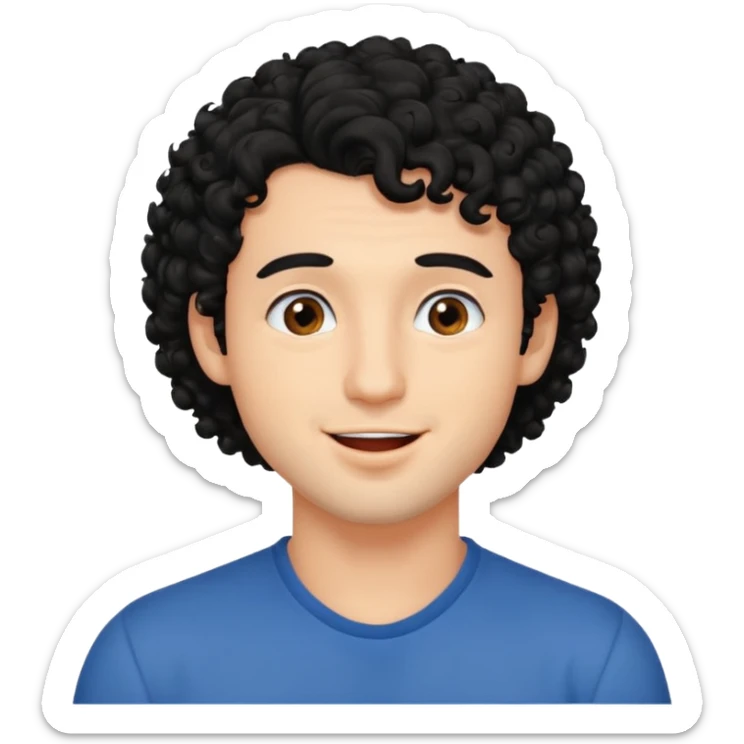 a handsome man with black curly hair tries to kiss sticker