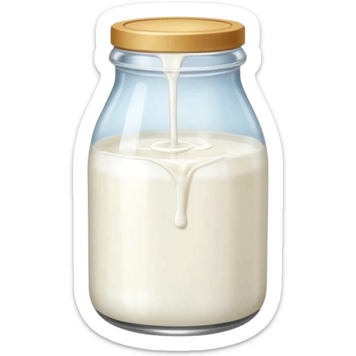 a jar of milk but the top is sticky and its dripping sticker