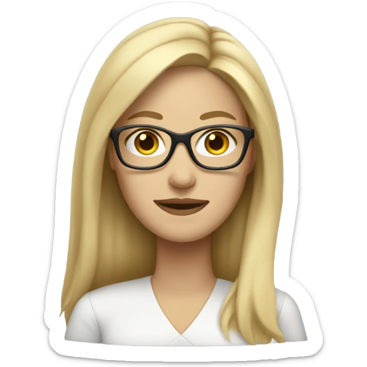 white woman with long blonde hair and glasses sticker