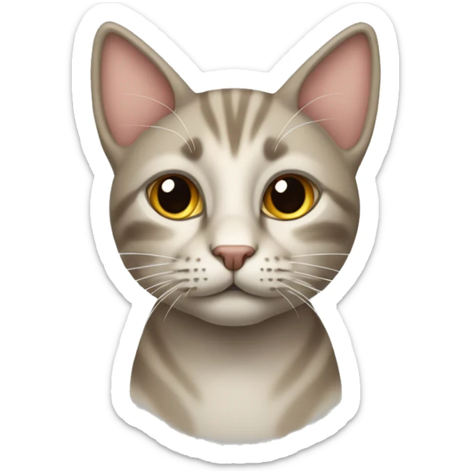 Cat avec un fer à repasser tenu en l’air à côté de son oreille  sticker