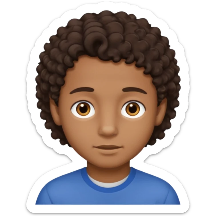 Menino de pele morena de olho castanho meio preto e cabelo cacheados mais nem tanto sticker