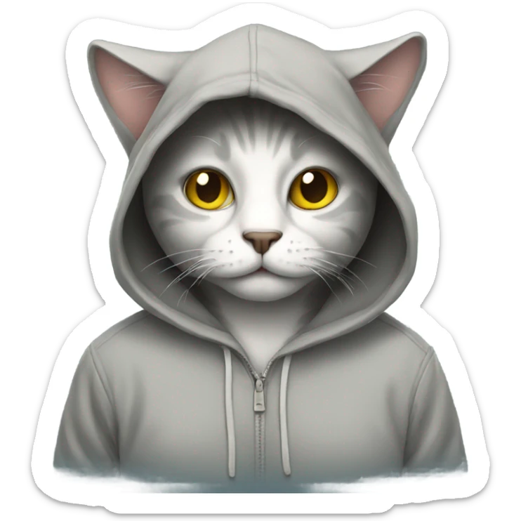 Cat wearing hoodie sticker