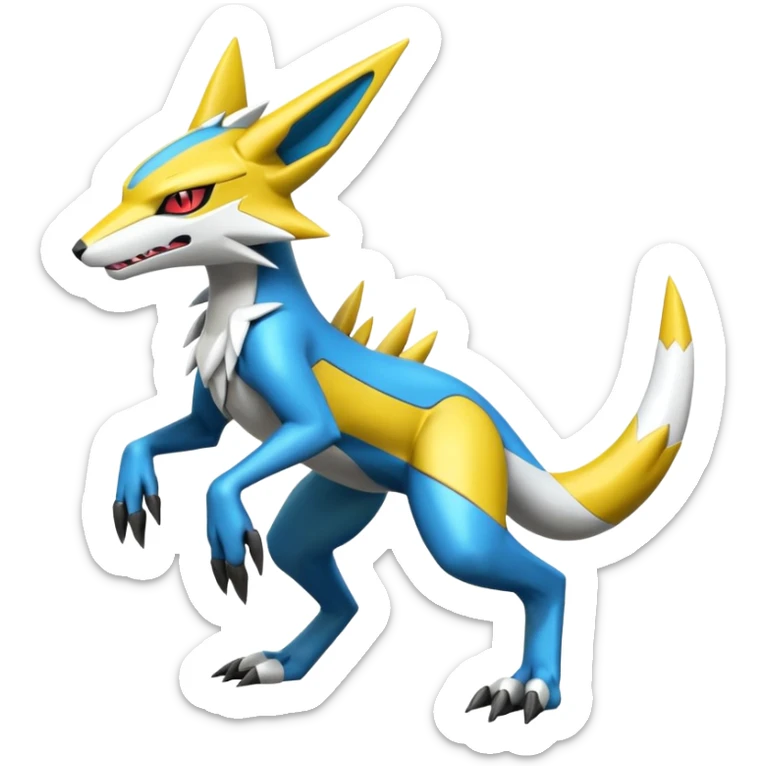 Shiny Cool Futuristic Smooth Zeraora-Lombax-Sergal-Zangoose-Cyclizar-Genesect-Pokémon, full body sticker