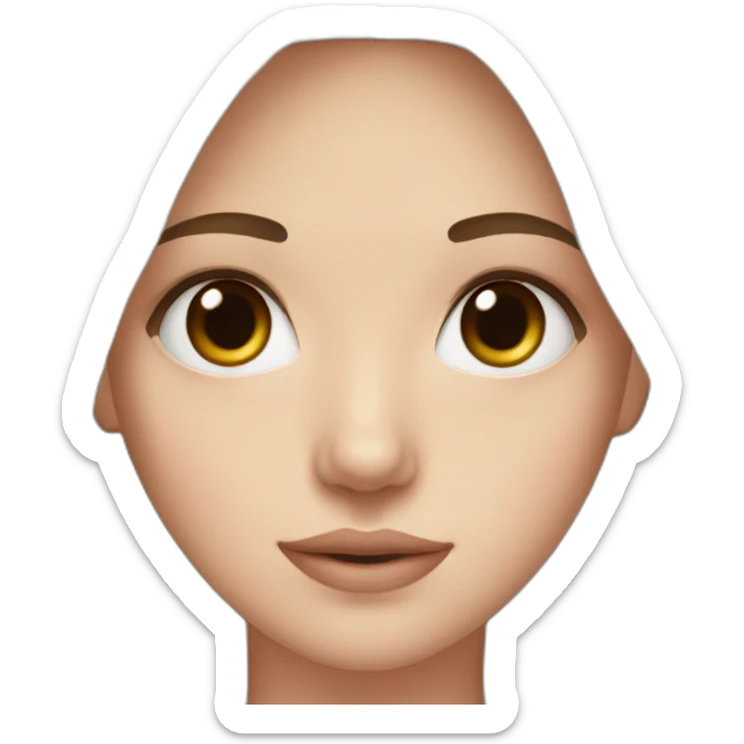 white girl with dark brown hair, brown eye, blush on the cheeks sticker