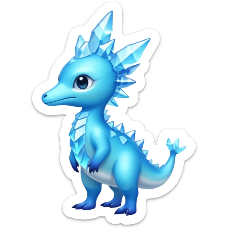 Shiny Exotic Colorful Amaura-Aurorus-Fakémon-hybrid-creature (full body)  sticker