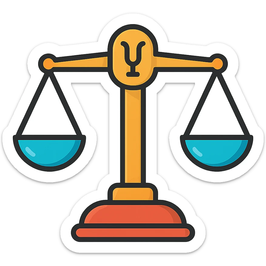 scales icon emoji, clear outlines, strong shadows and highlights, psychology and psychosomatics theme sticker