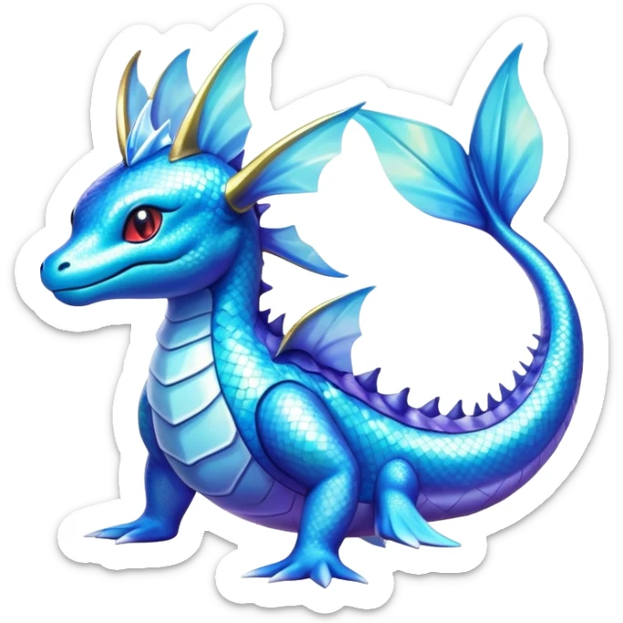 Shiny Exotic Colorful epic Lapras-Salamence-Vaporeon-Fakémon-hybrid-creature (full body)  sticker
