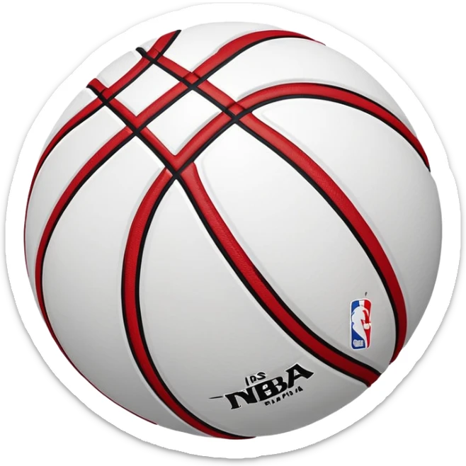 Minimalist red and black Spalding basketball with NBA logo, red with black lines, iOS emoji style sticker