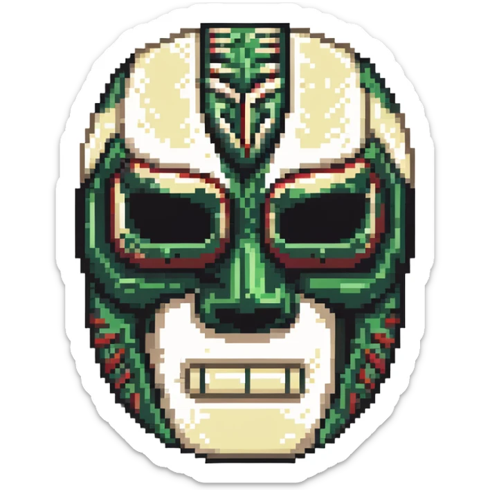 luchador mask with Milwaukee Bucks basketball colors forest green and cream sticker