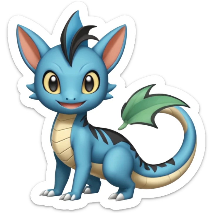 Cute handsome Meloetta-Dewott-Salandit-Nargacuga-Pokémon-Fakémon-fusion-hybrid-creature sticker