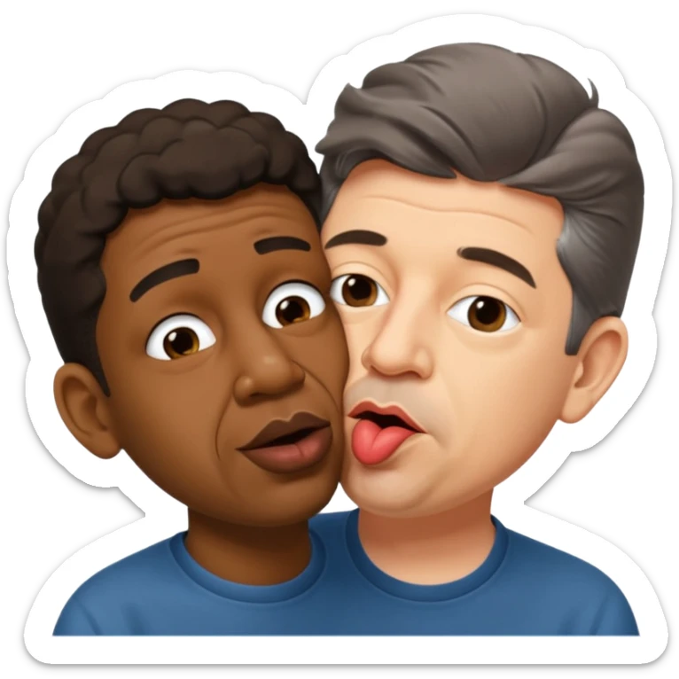 jean luc melenchon qui fait un bisous sur la bouche a une personne noir sticker