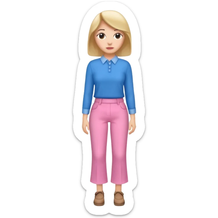 A woman with pants ☺️👖and a skirt and pink pants and blue shirt sticker