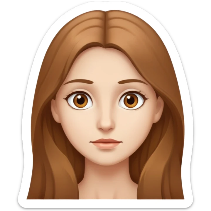 Femme à la peau claire et aux yeux marron. Elle a les cheveux long et de couleur châtain. Elle cherche quelque chose  sticker