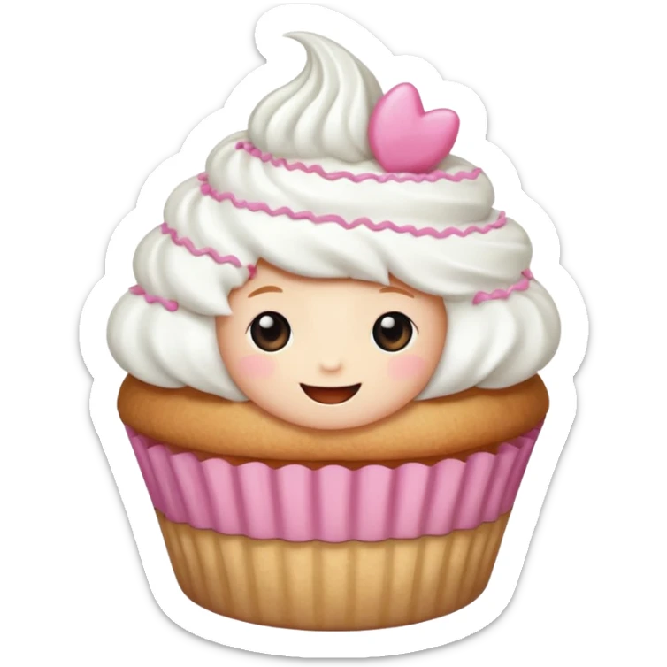 Un pequeño y adorable cupcake que ha cobrado vida, con un glaseado esponjoso que funciona como su "sombrero" o "pelo". Es la encarnación de la dulzura y la amabilidad. sticker
