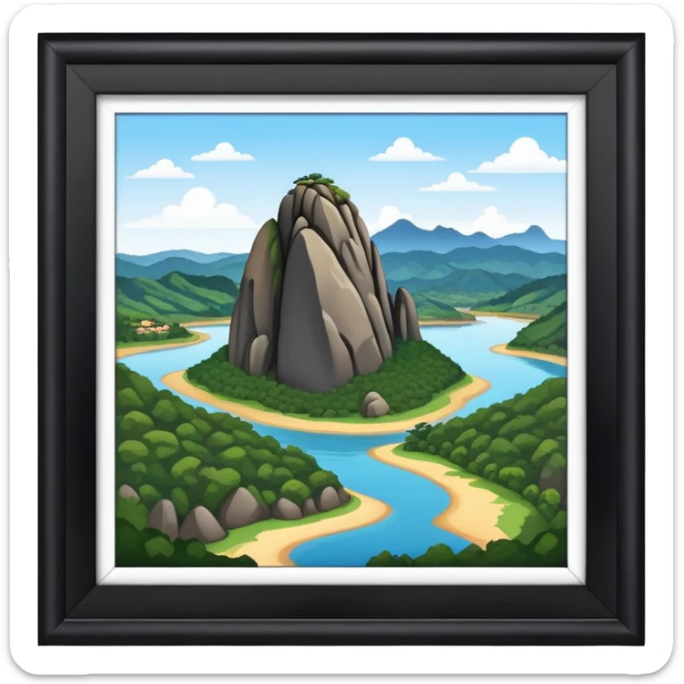 cinematic-realistic-guatapé-rock-emoji colombia in a picture frame sticker