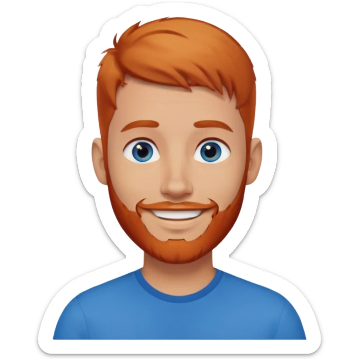 homme blanc, yeux bleu, cheveux court avec barbe rousse et boucle d'oreille sticker