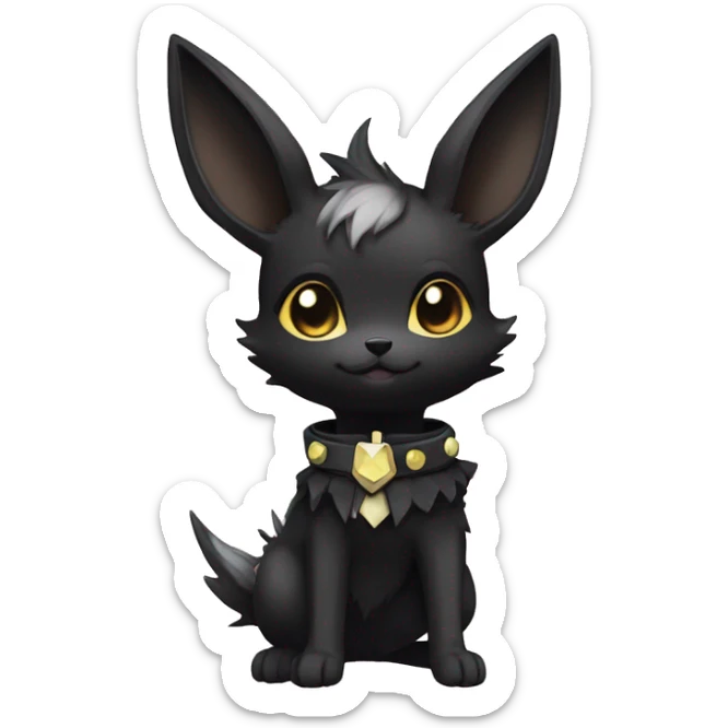 Dark Black Punk Kawaii Eeveelution-Cute-Pokémon-fusion with a cute edgy collar full body sticker